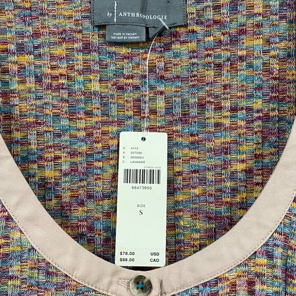 Anthropologie Lavender Plaid Long Sleeve Button-Front Top With Puff Sleeves NWT - Picture 6 of 8